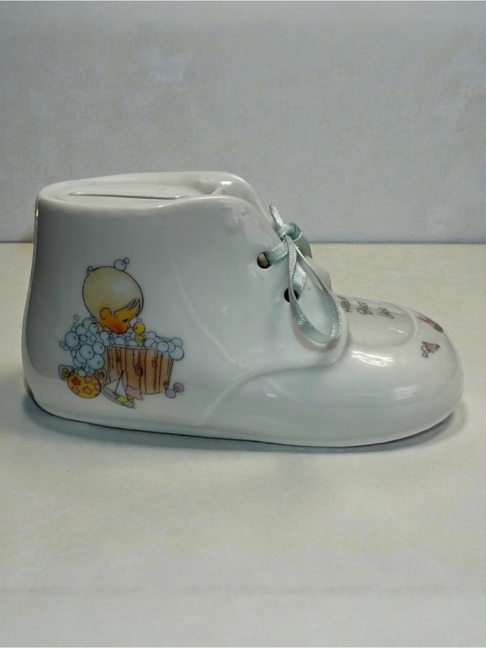 Vintage Precious Moments by Enesco | Heaven Bless You Ceramic Shoe Piggy Bank